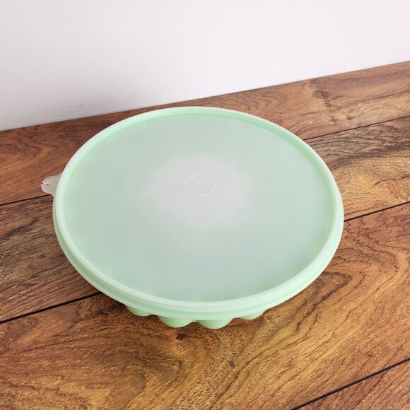Vintage Tupperware 3 pcs Jello Mold Jell-N-Serve Mint Green with Insert & Lid - Picture 3 of 7